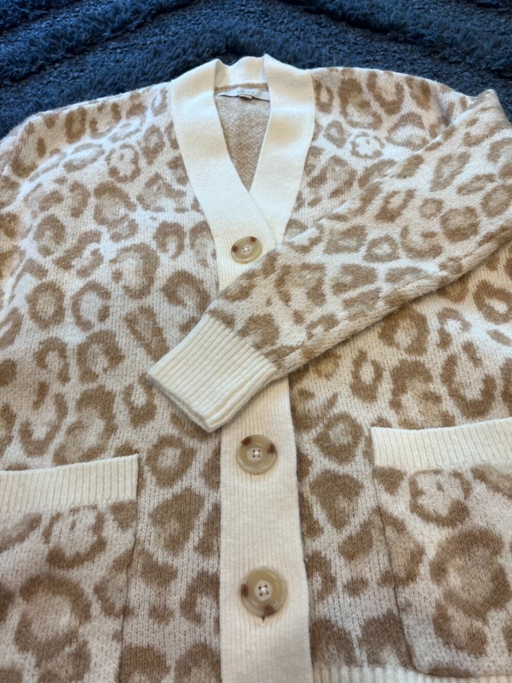 LOFT Leopard Print Boyfriend Cardigan | Size Small